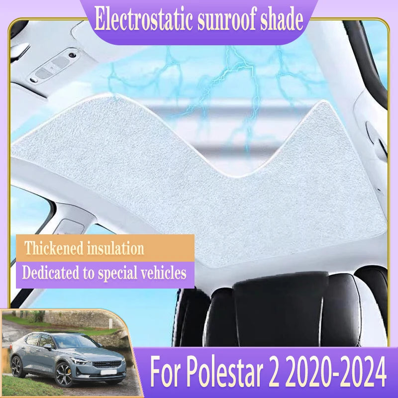 Car Roof Sunshade For Polestar 2 Sunroof 2020 2021 2022 2023 2024 Electrostatic Adsorption Blind Shading Auto Outdoor Accessory