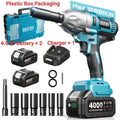 Seesii Real 1200N.m Electric Impact Wrench Brushless 1/2" High Torque Handheld Cordless Impact Gun Tool Kit LED Light 6 Socket