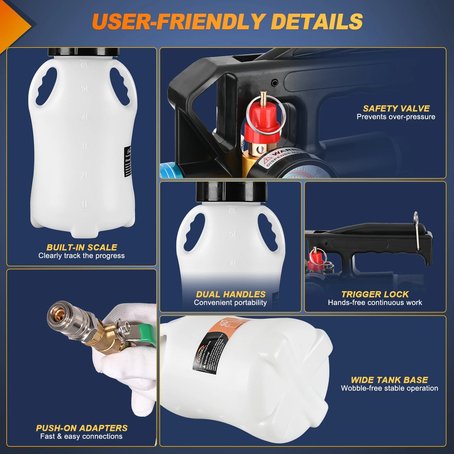 Transmission Fluid Pump Kit 6L Automotive Pneumatic Oil Fluid Extractor ATF Refill Dispenser Transfer Pump with 15 ATF Filler Adapters 1.6 Gal 2 Ways Vacuum Fluid Evacuator Oil Change Tool Set