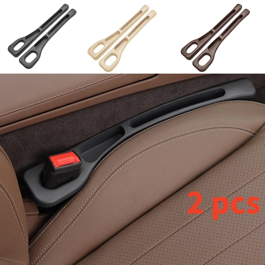 2PCS Car Seat Gap Filler, PU Waterproof Organizer with Storage Grooves, Auto Interior Accessories for Phone & Keys