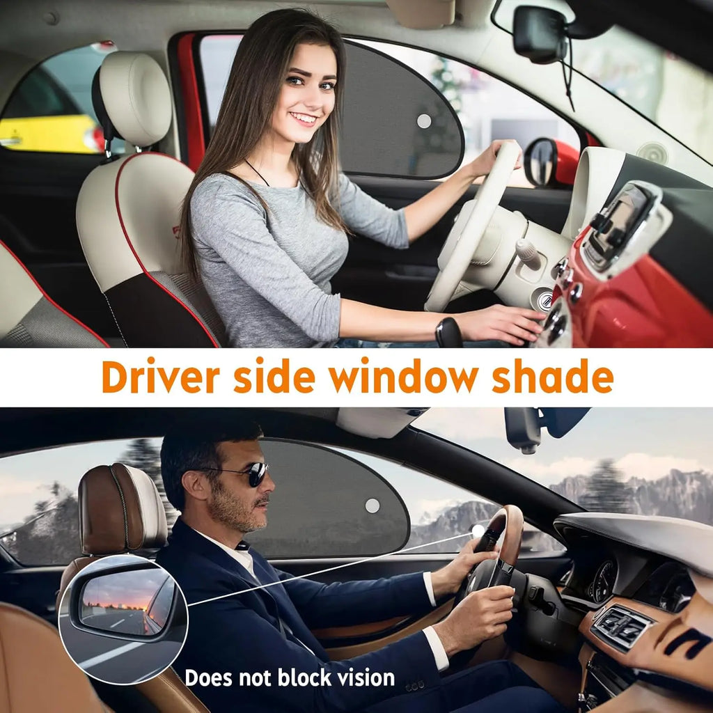 25"x15" Car Window Shades (2 Pack) - Blocks 99.98% UV, Easy Install with Suction Cups