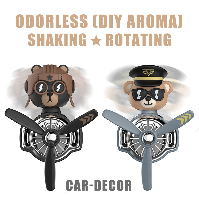 Shaking rotating car ornaments bear decorations inside dashboard decor accessories interior decorating items air outlet for men
