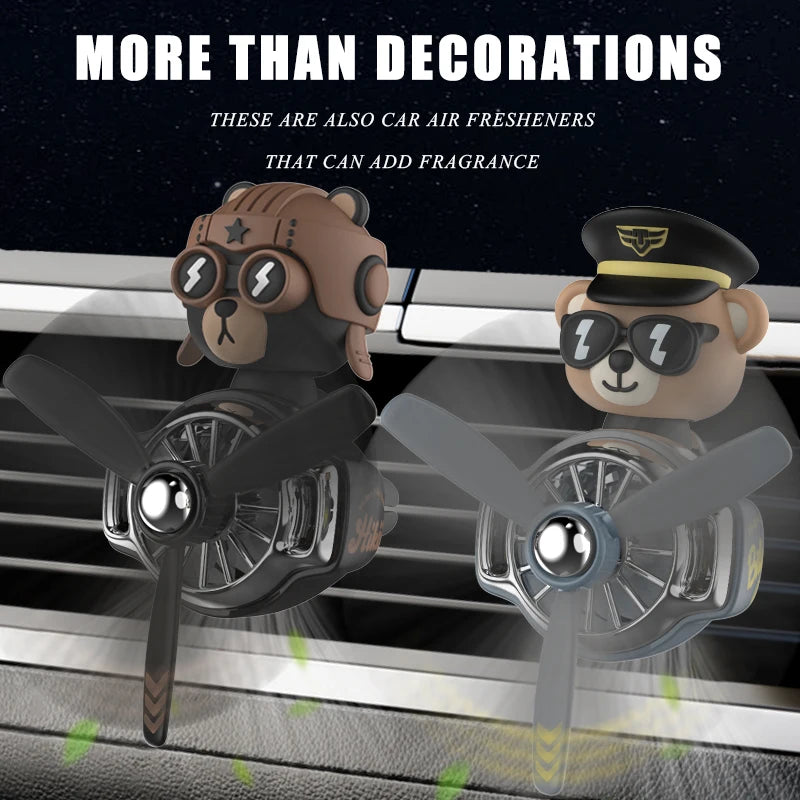Shaking rotating car ornaments bear decorations inside dashboard decor accessories interior decorating items air outlet for men