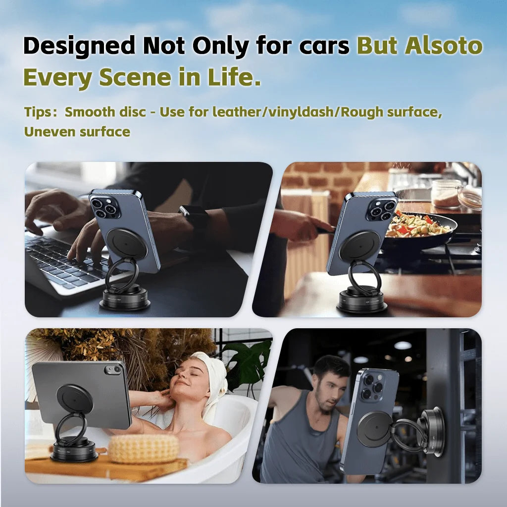 Shockproof 2nd-Generation Foldable Telescopic Magnetic Phone Stand Holder Upgraded Strong Magnetic Support Multi-Angle Adjustable Viewing Portable Space-Saving Travel Design Stable Anti-Slip Base For Car Dashboard Office Desk