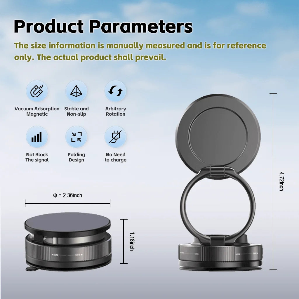Shockproof 2nd-Generation Foldable Telescopic Magnetic Phone Stand Holder Upgraded Strong Magnetic Support Multi-Angle Adjustable Viewing Portable Space-Saving Travel Design Stable Anti-Slip Base For Car Dashboard Office Desk