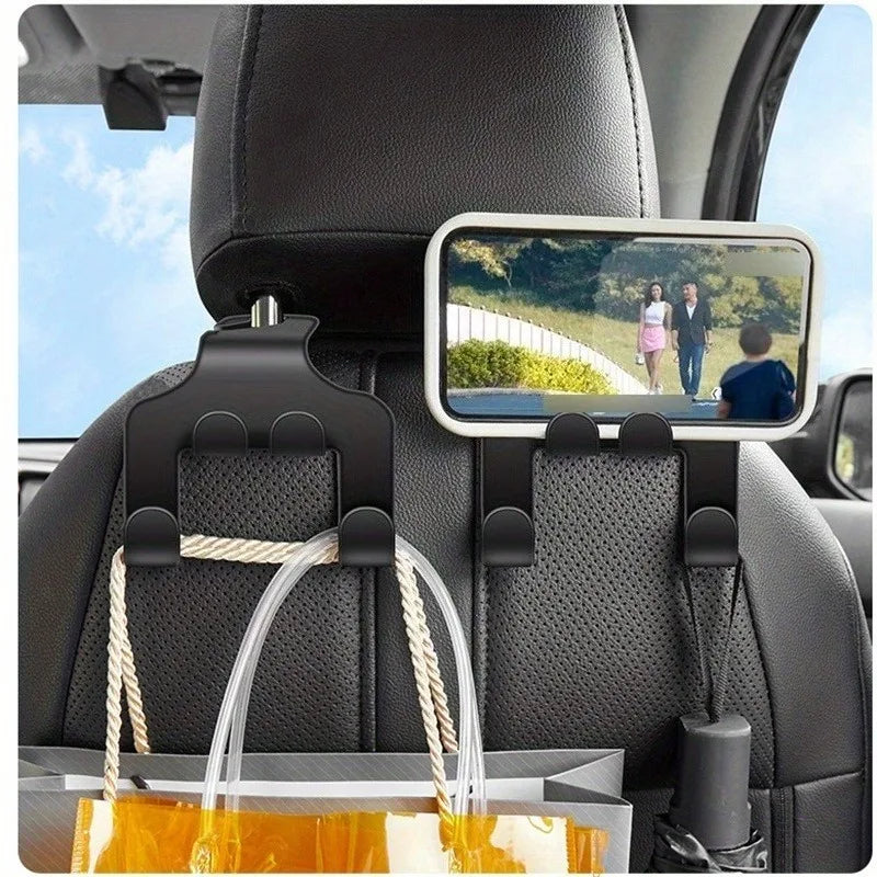 1/2/4pc Multifunctional Car Seat Back Hook Double Head Phone Hanger Headrest Hanging Bag Storage Hanger Car Interior Accessories