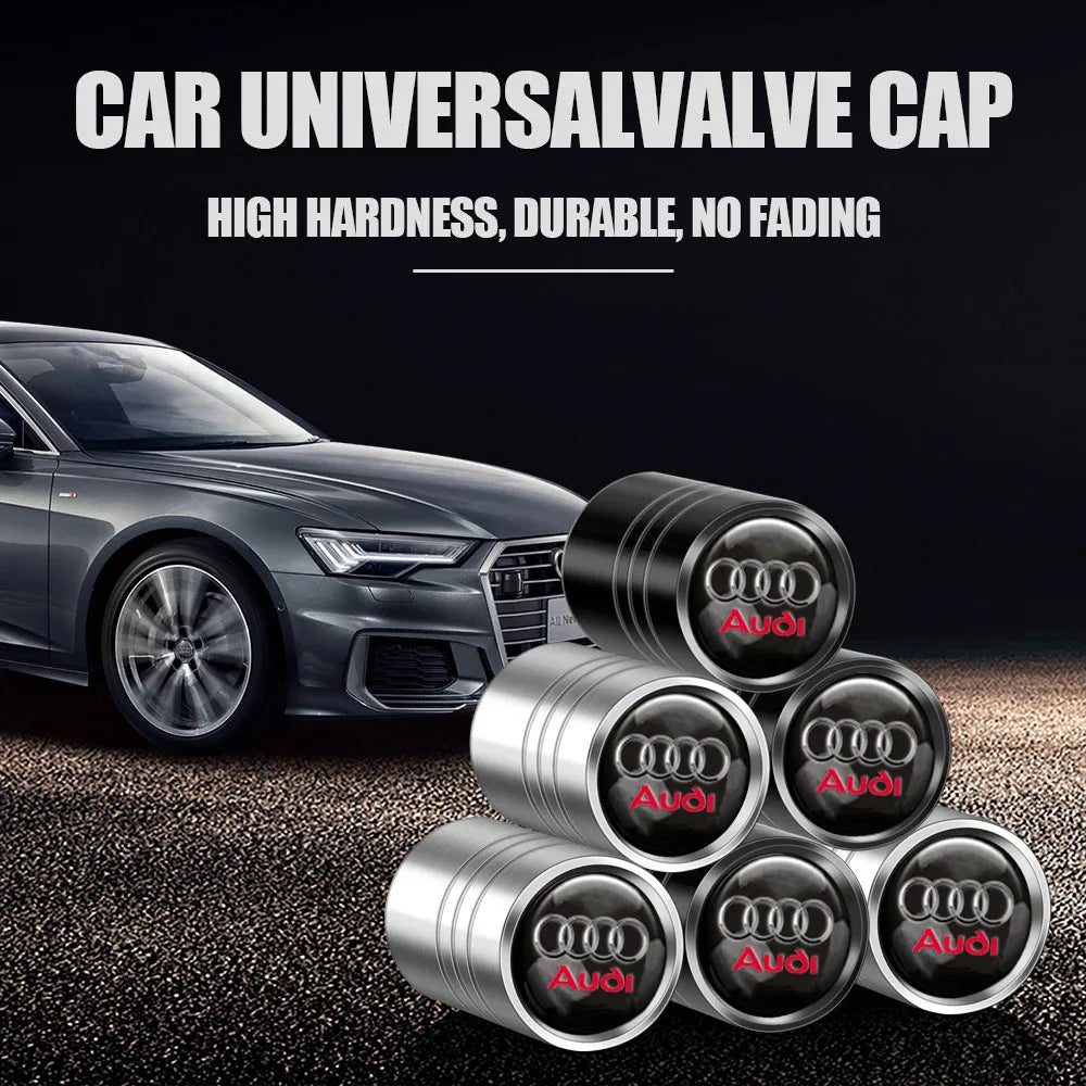 4Pcs Metal Car Styling For Audi Sline Quattro Q5 Q3 TT RS A6 Q7 A7 A1 A5 A4 S3 A8 A3 RS Wheel Tire Valve Caps Cover Accessories