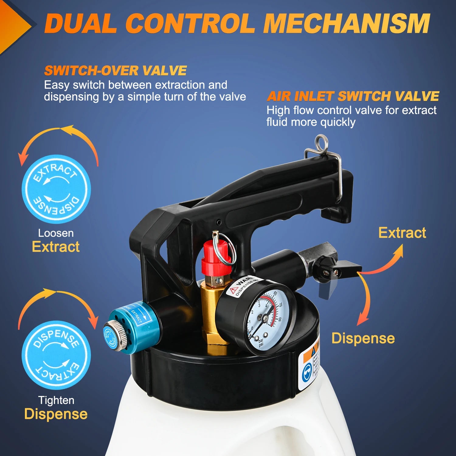 Transmission Fluid Pump Kit 6L Automotive Pneumatic Oil Fluid Extractor ATF Refill Dispenser Transfer Pump with 15 ATF Filler Adapters 1.6 Gal 2 Ways Vacuum Fluid Evacuator Oil Change Tool Set