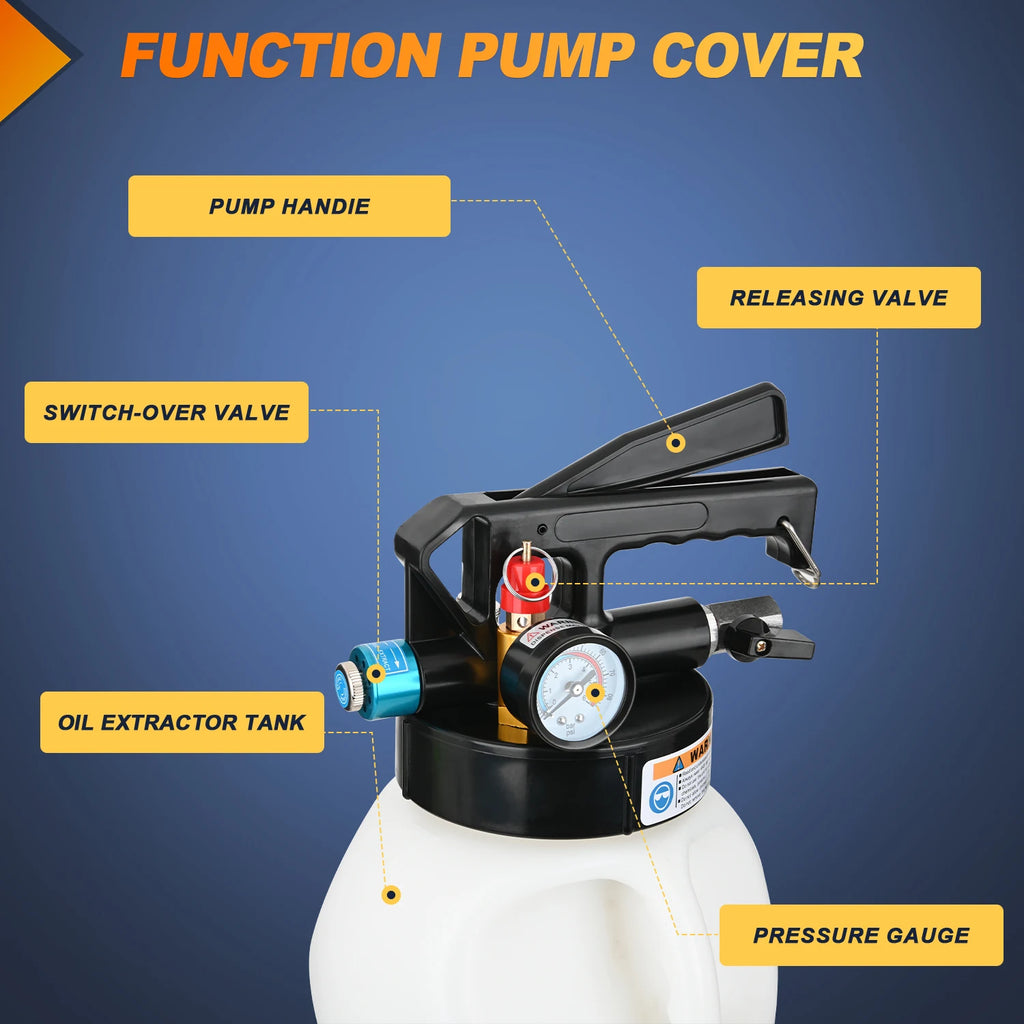 Transmission Fluid Pump Kit 6L Automotive Pneumatic Oil Fluid Extractor ATF Refill Dispenser Transfer Pump with 15 ATF Filler Adapters 1.6 Gal 2 Ways Vacuum Fluid Evacuator Oil Change Tool Set