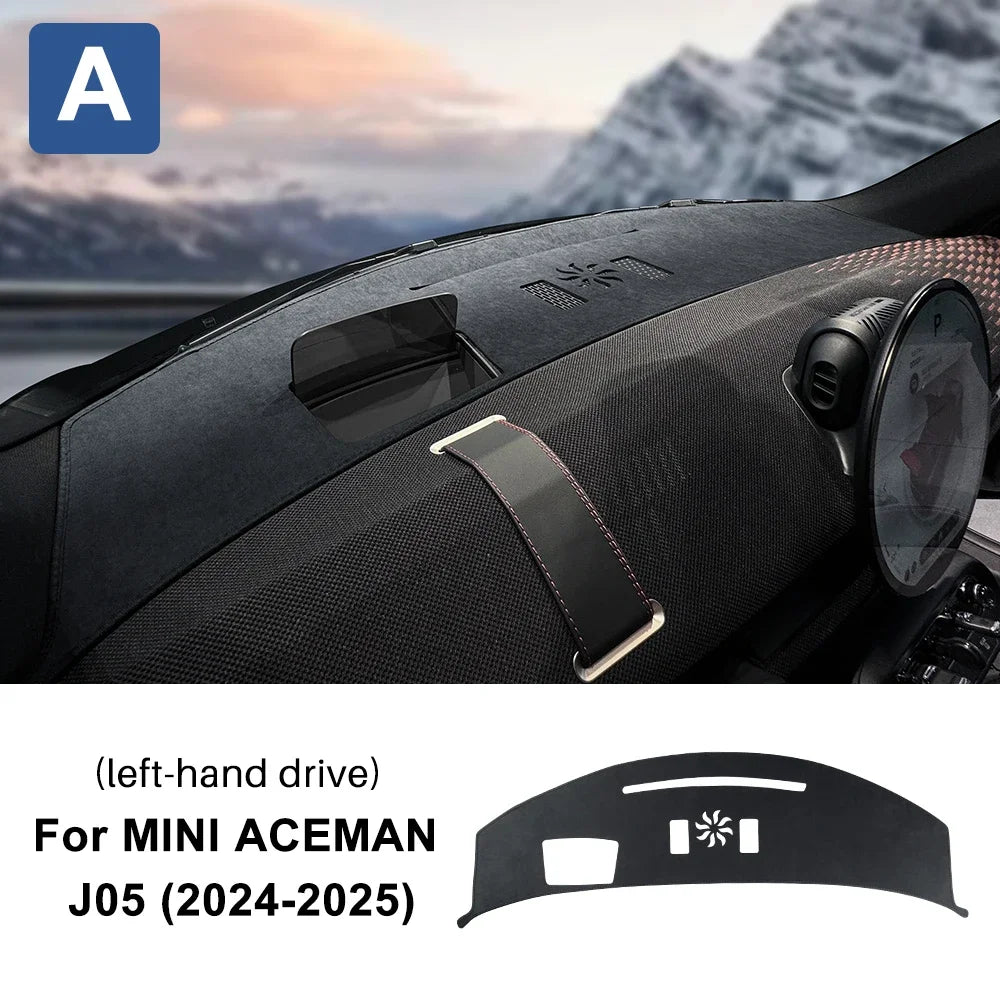 Anti UV Dashboard Mat Cover Center Console for Mini Cooper Aceman J05 2024 2025 Premium Flannel Mat Protector Pad Sunshade