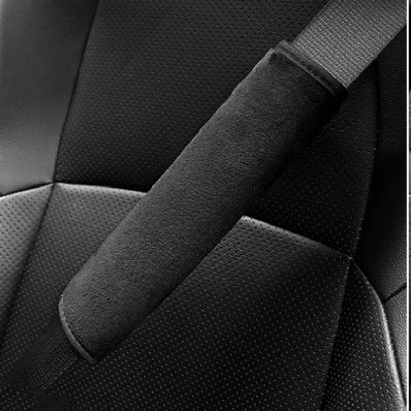Black Pink Plush Car Seat Belt Shoulder Soft Ice Silk Universal Plush Seat Belt Protector All-Season Car Accessories