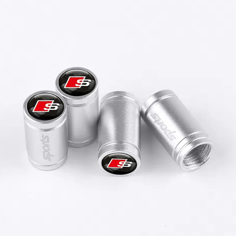 4Pcs Metal Car Styling For Audi Sline Quattro Q5 Q3 TT RS A6 Q7 A7 A1 A5 A4 S3 A8 A3 RS Wheel Tire Valve Caps Cover Accessories
