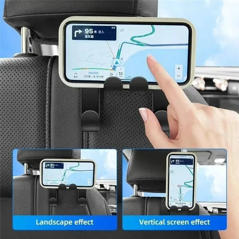 1/2/4pc Multifunctional Car Seat Back Hook Double Head Phone Hanger Headrest Hanging Bag Storage Hanger Car Interior Accessories