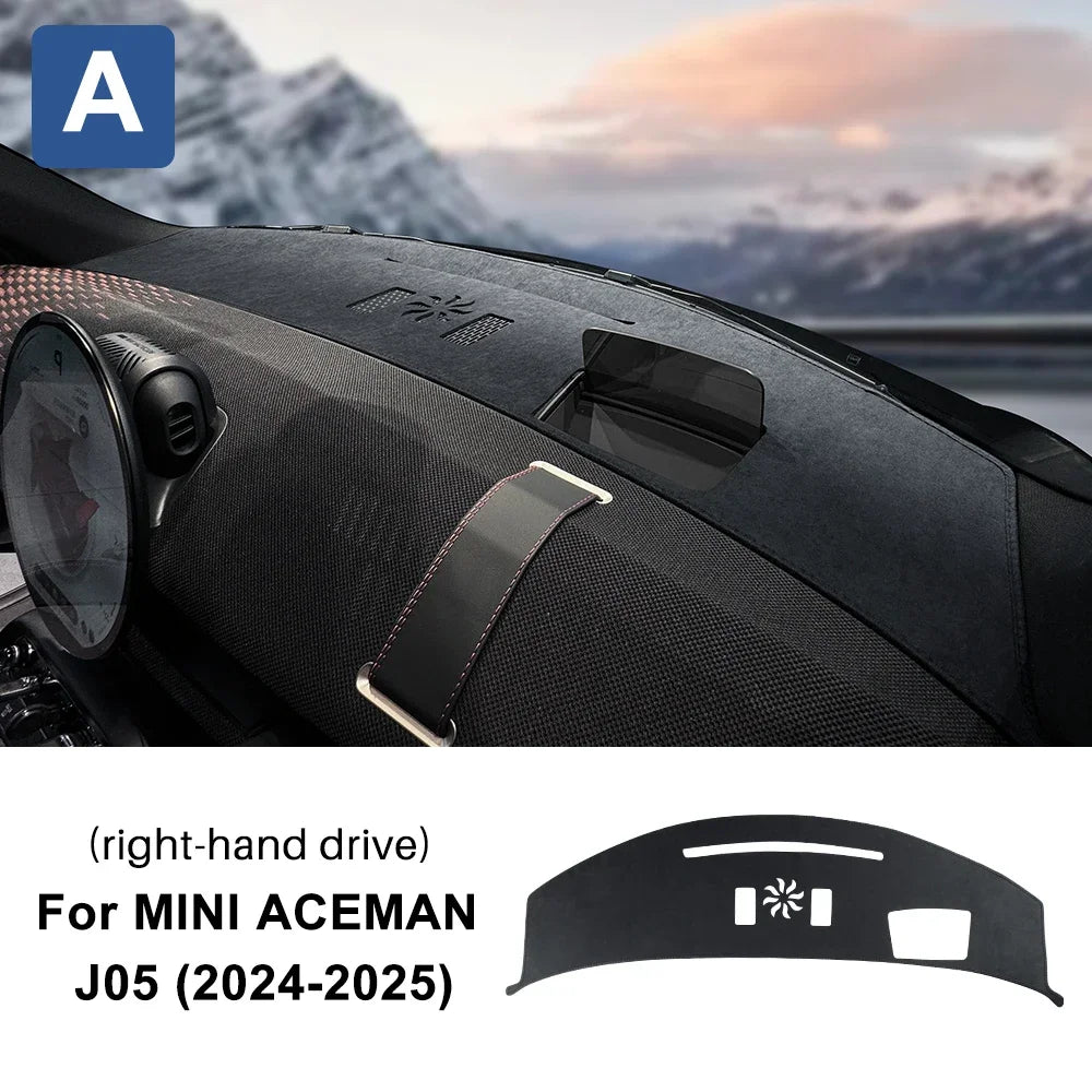 Anti UV Dashboard Mat Cover Center Console for Mini Cooper Aceman J05 2024 2025 Premium Flannel Mat Protector Pad Sunshade