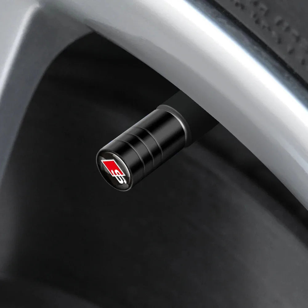 4Pcs Metal Car Styling For Audi Sline Quattro Q5 Q3 TT RS A6 Q7 A7 A1 A5 A4 S3 A8 A3 RS Wheel Tire Valve Caps Cover Accessories