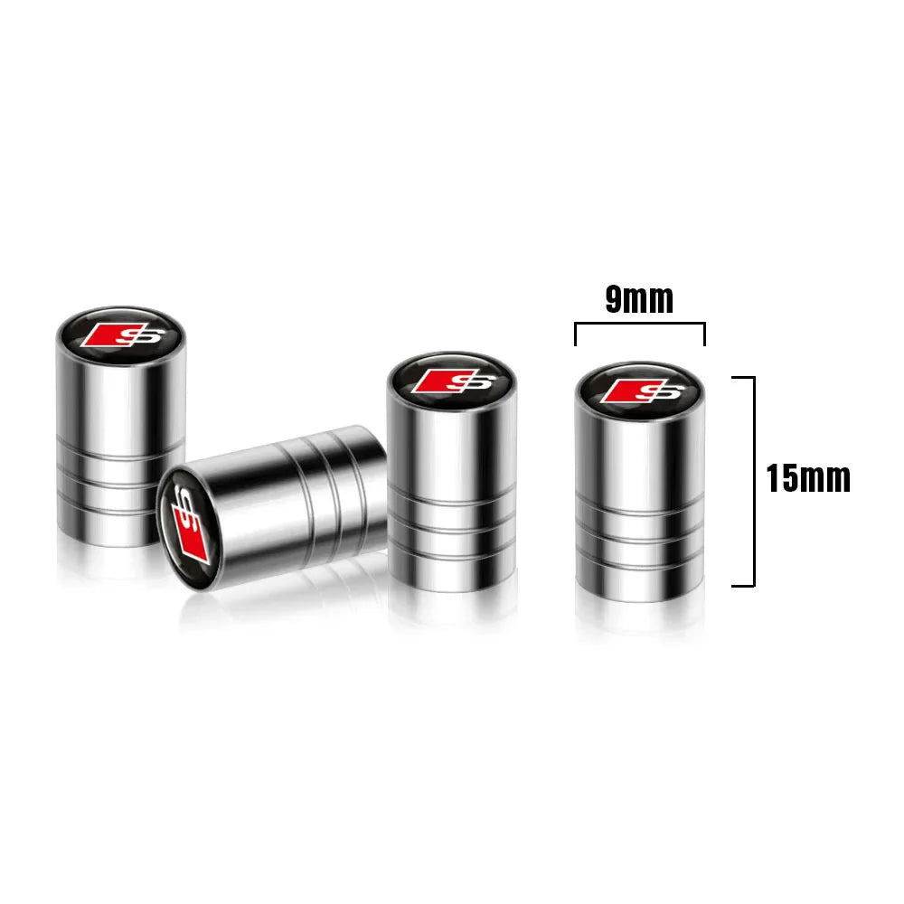 4Pcs Metal Car Styling For Audi Sline Quattro Q5 Q3 TT RS A6 Q7 A7 A1 A5 A4 S3 A8 A3 RS Wheel Tire Valve Caps Cover Accessories