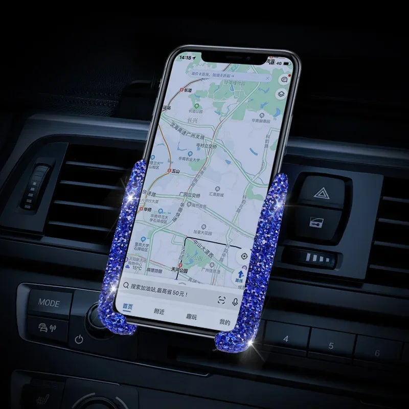 Car Phone Holder Diamond Crystal Car Air Vent Mount Clip Mobile Phone Holder Stand in Auto Bracket Interior Accessories