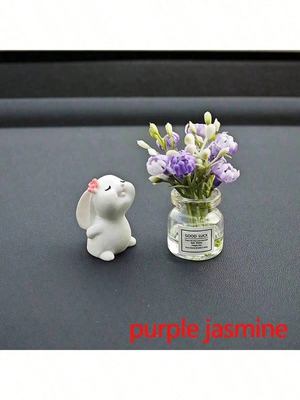 2pcs Cute Rabbit Ornament Flower Vase Decor For Car Interior