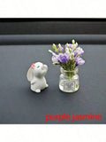 2pcs Cute Rabbit Ornament Flower Vase Decor For Car Interior