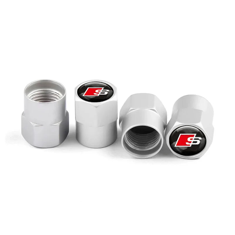 4Pcs Metal Car Styling For Audi Sline Quattro Q5 Q3 TT RS A6 Q7 A7 A1 A5 A4 S3 A8 A3 RS Wheel Tire Valve Caps Cover Accessories