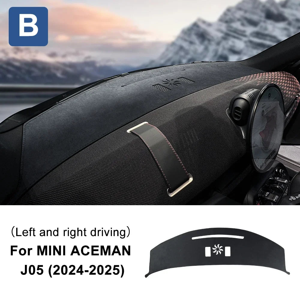 Anti UV Dashboard Mat Cover Center Console for Mini Cooper Aceman J05 2024 2025 Premium Flannel Mat Protector Pad Sunshade