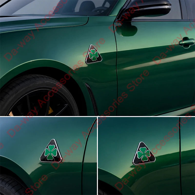 Quadrifoglio Badge Super Sport Black Clover Emblem Fender Logo For Alfa Romeo Giulia Stelvio Exterior Accessories