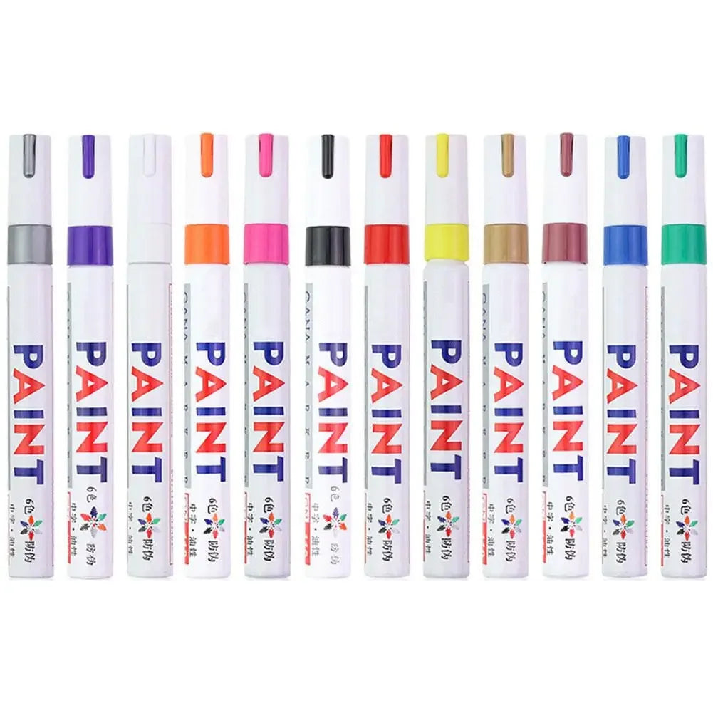 3pcs White Paint Pen Paint Markers Waterproof Car Tyre Oil-Based Paint Pen Set Quick Dry And Permanent
