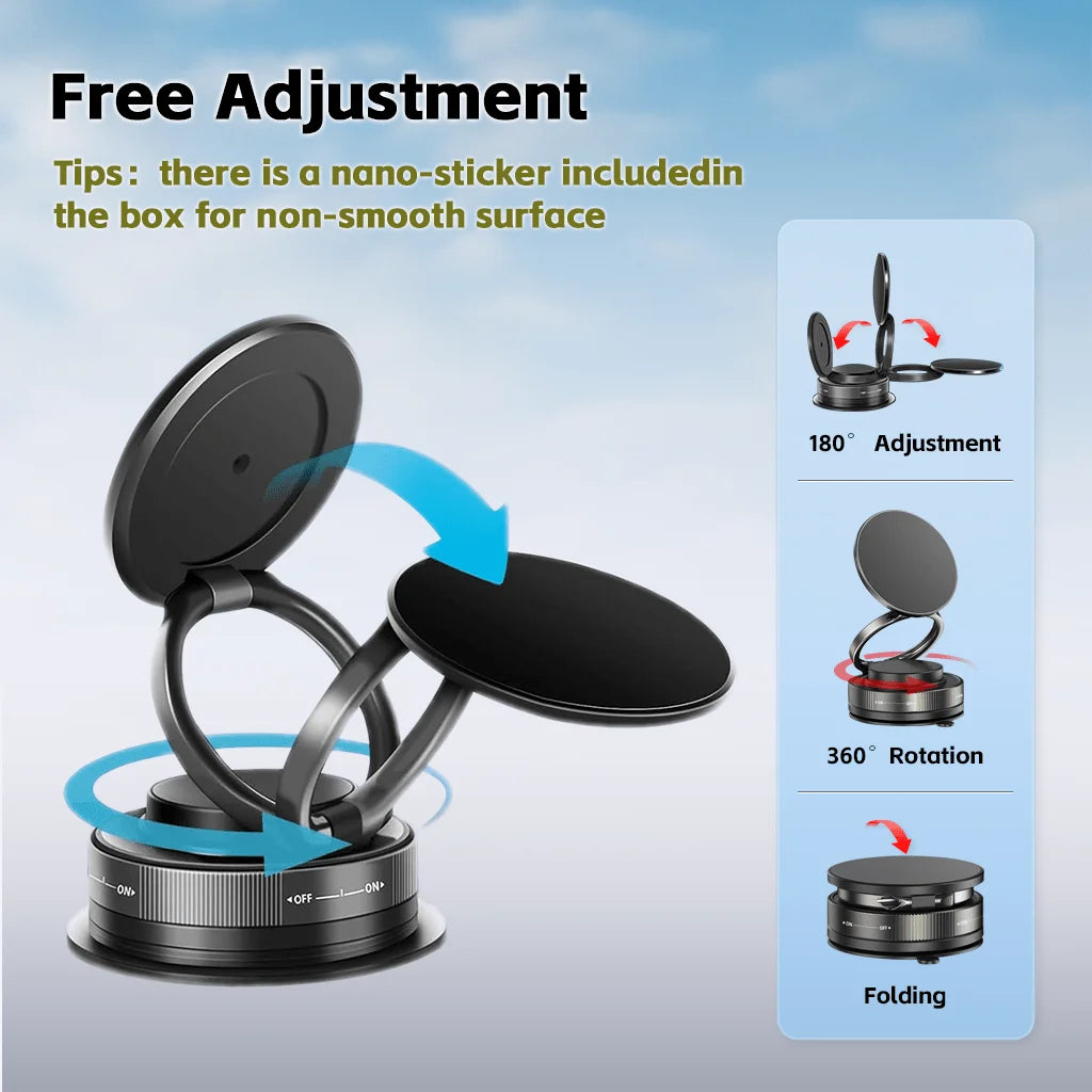 Shockproof 2nd-Generation Foldable Telescopic Magnetic Phone Stand Holder Upgraded Strong Magnetic Support Multi-Angle Adjustable Viewing Portable Space-Saving Travel Design Stable Anti-Slip Base For Car Dashboard Office Desk